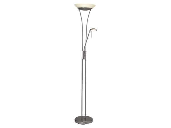 Brilliant Finn - Torchiere floor lamp with reading light - LED x 2 - total: 22.5 W - klasse E - varmt hvitt lys - 3000 K - hvit, jern