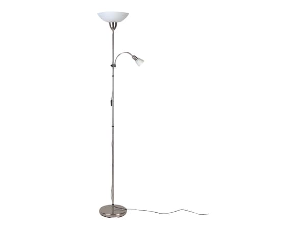 Brilliant Darlington - Torchiere floor lamp with reading light - 2 uttag - vit, järn