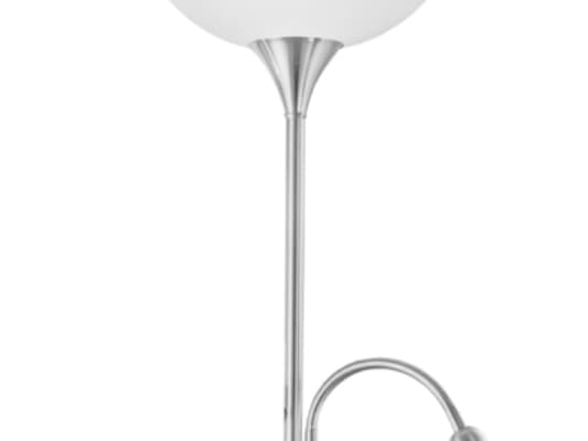 Eglo Up 2 - Golvlampa - 2 uttag - E14 / E27 - satinnickel, vit