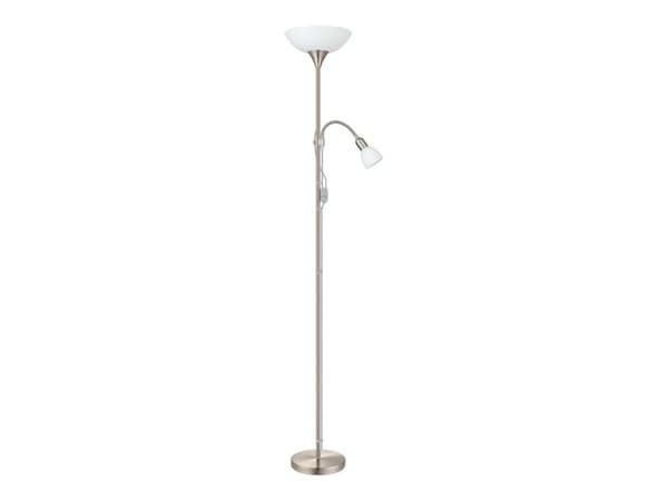 Eglo Up 2 - Golvlampa - 2 uttag - E14 / E27 - satinnickel, vit Nickel, Vit