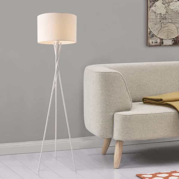 lux.pro Golvlampa Grenoble-1xE27,max.60W-154xØ38cm-vit-textil-metall