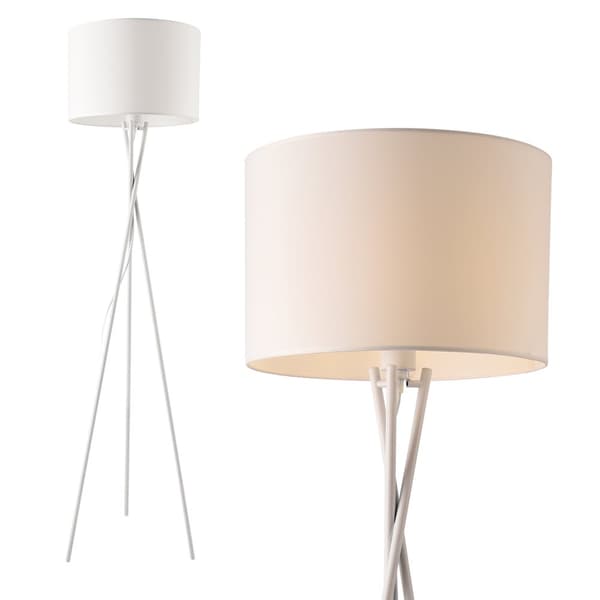 lux.pro Golvlampa Grenoble-1xE27,max.60W-154xØ38cm-vit-textil-metall