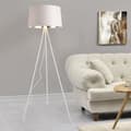 Miniatyrbillede 4 af 4: [lux.pro]® Gulvlampe Manchester-3 fødder-lampeskærm: Ø45cm-højde:150cm-metal-tekstil-hvid-sølv-1xE27, max.60W
