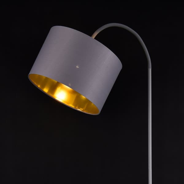 [lux.pro]® Golvlampa Toledo-höjd: 173cm-Ø lampskärm: 35cm-metall-textil-grå-1 x E27, max.60W