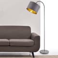 Miniatyrbild 4 av 4: [lux.pro]® Golvlampa Toledo-höjd: 173cm-Ø lampskärm: 35cm-metall-textil-grå-1 x E27, max.60W