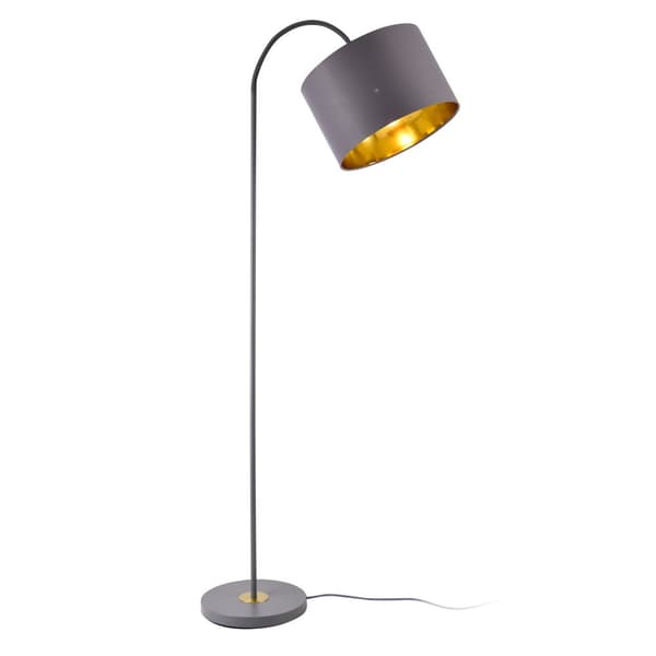 [lux.pro]® Golvlampa Toledo-höjd: 173cm-Ø lampskärm: 35cm-metall-textil-grå-1 x E27, max.60W