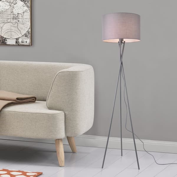 lux.pro Golvlampa Grenoble-1xE27,max.60W-154xØ38cm-grå-textil-metall