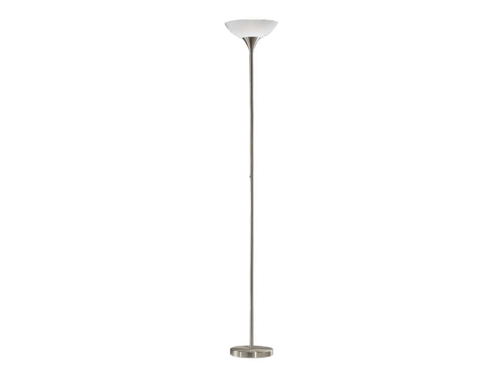 Eglo Up - Golvlampa i form av en fackla - 1 uttag - E27 - vit, satinnickel