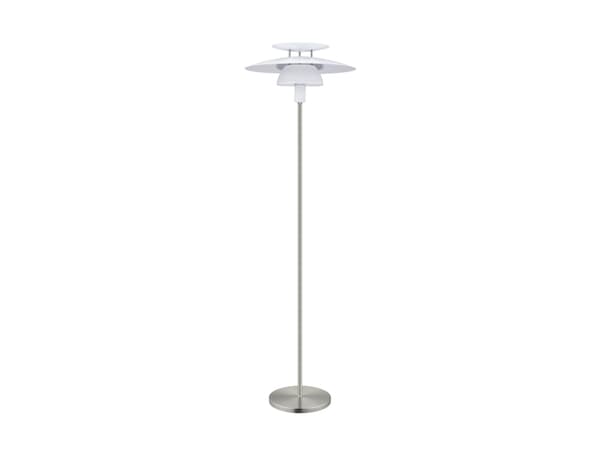 Eglo Brenda - Gulvlampe - 1 sokkel - E27 - hvit, satin-nikkel