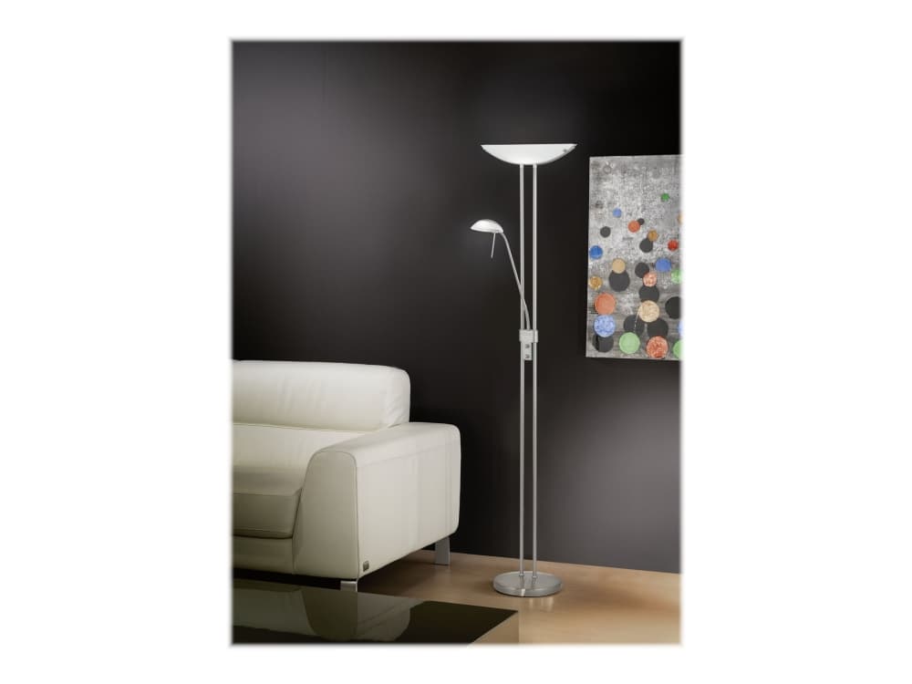 Eglo Baya - Golvlampa i form av en fackla 2 - R7s / G9 - totalt: 263 W - vit, satinnickel