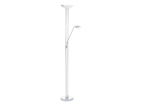 Eglo Baya - Golvlampa i form av en fackla - LED x 3 - totalt: 25 W - varmt vitt ljus - 3000 K - satined, vit, krom