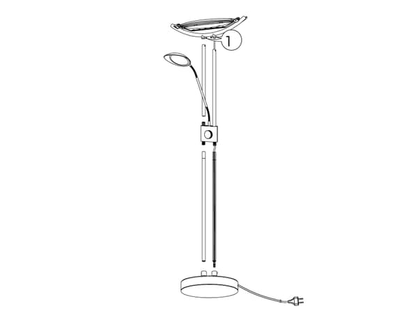 Eglo Baya - Golvlampa i form av en fackla - LED x 3 - totalt: 25 W - varmt vitt ljus - 3000 K - satined, vit, krom