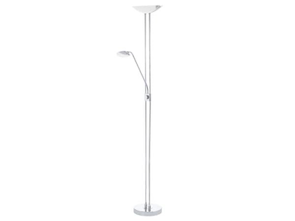 Eglo Baya - Golvlampa i form av en fackla - LED x 3 - totalt: 25 W - varmt vitt ljus - 3000 K - satined, vit, krom