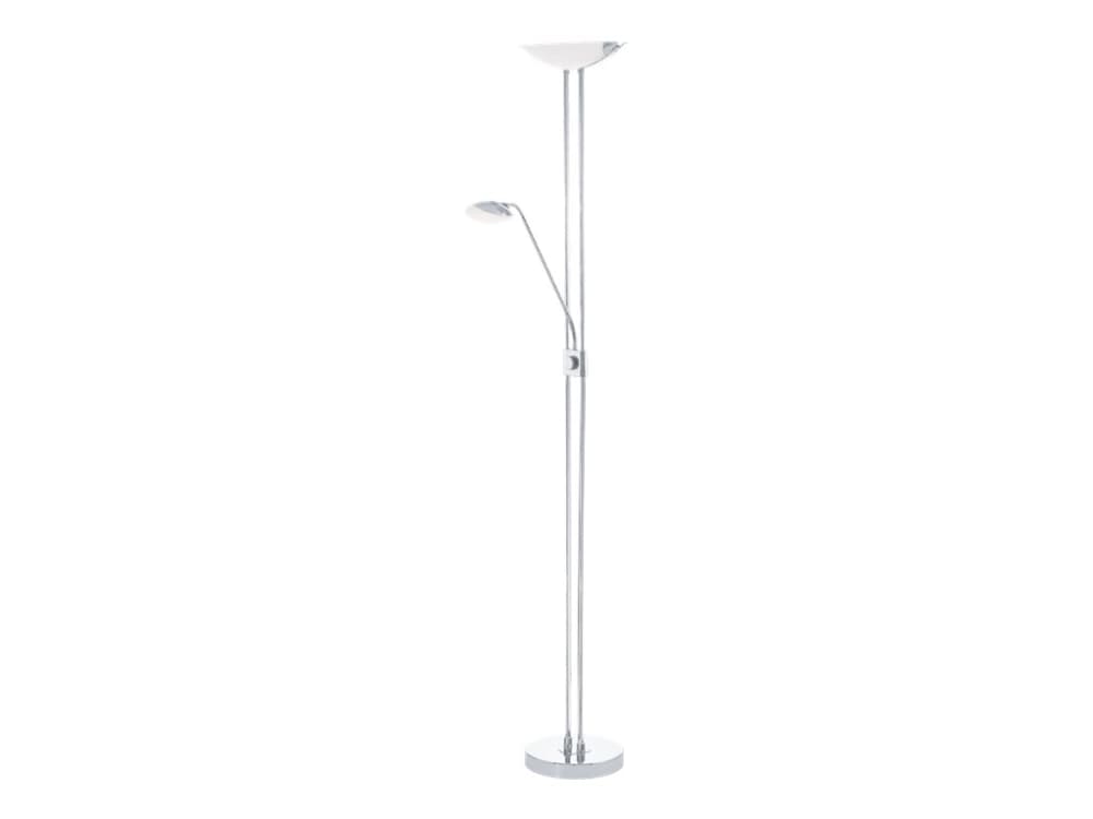 Eglo Baya - Golvlampa i form av en fackla - LED x 3 - totalt: 25 W - varmt vitt ljus - 3000 K - vit, krom, satined