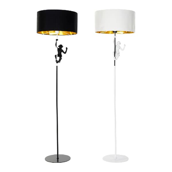 Gulvlampe DKD Home Decor 8424001827312 44 x 44 x 166 cm Sort Gylden Metal Hvid Harpiks 220 V 50 W (2 enheder)
