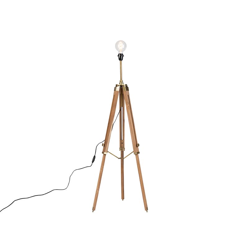 Stativ golvlampa stativ trä med antik mässing - Cortin