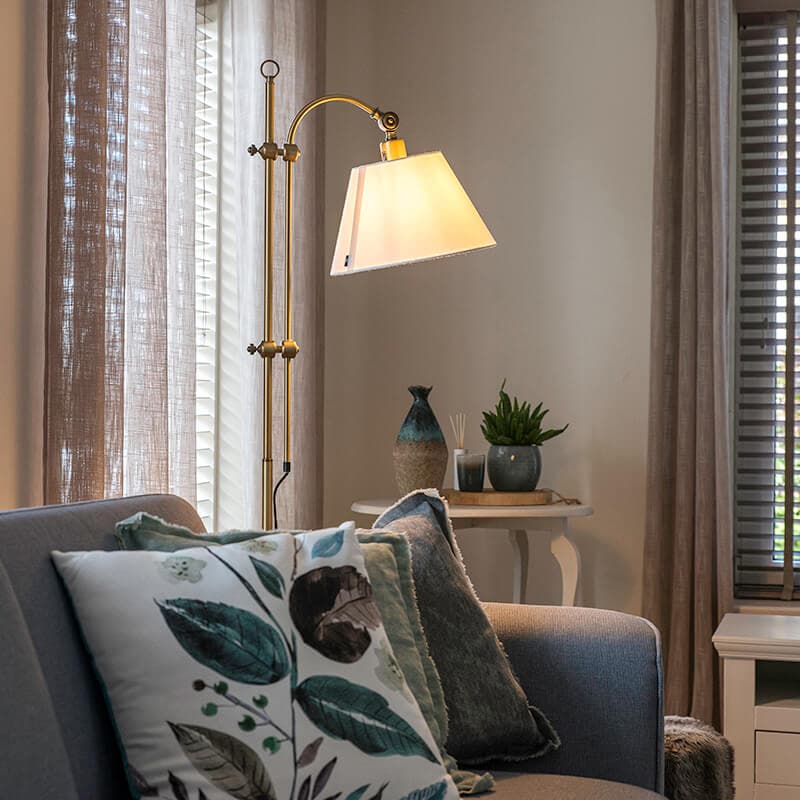 Golvlampa med skärm 'Ashley' Klassisk brons - Passande för LED / Inomhus