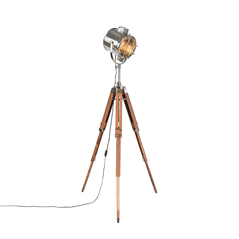Golvlampa med trästativ och studioplats - Tripod Shiny