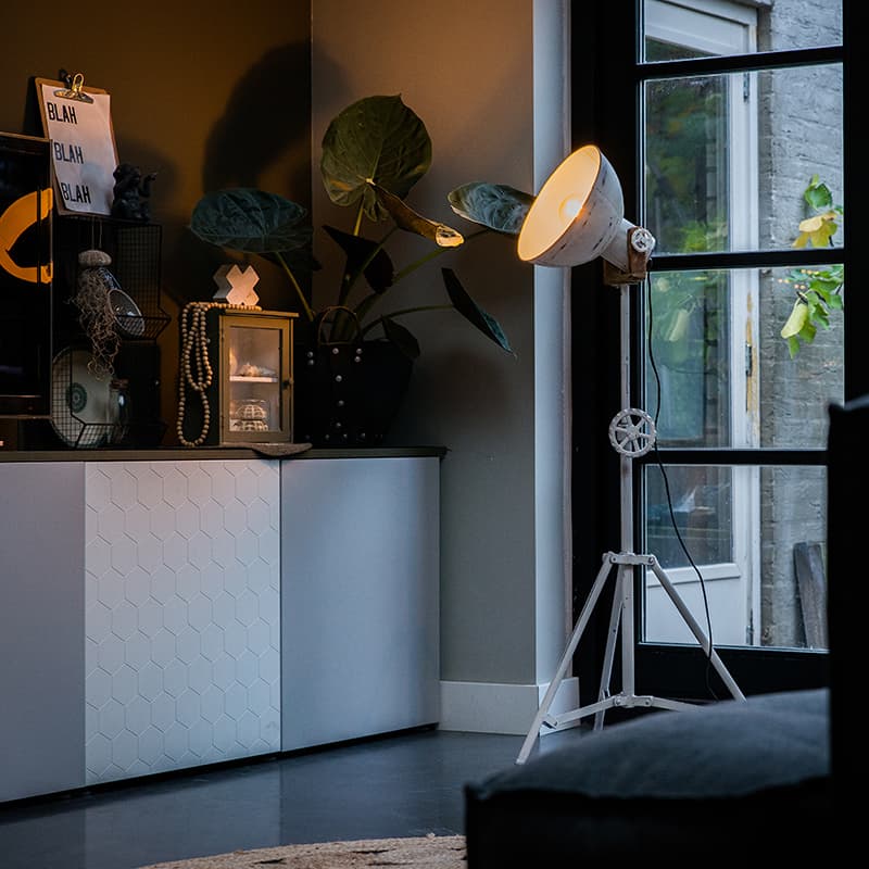 Stativ golvlampa stativ vit - mango