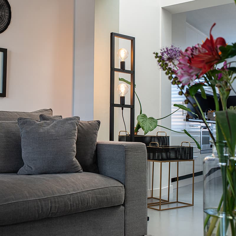 Industriell golvlampa 2 lampor svart - Simple Cage 2