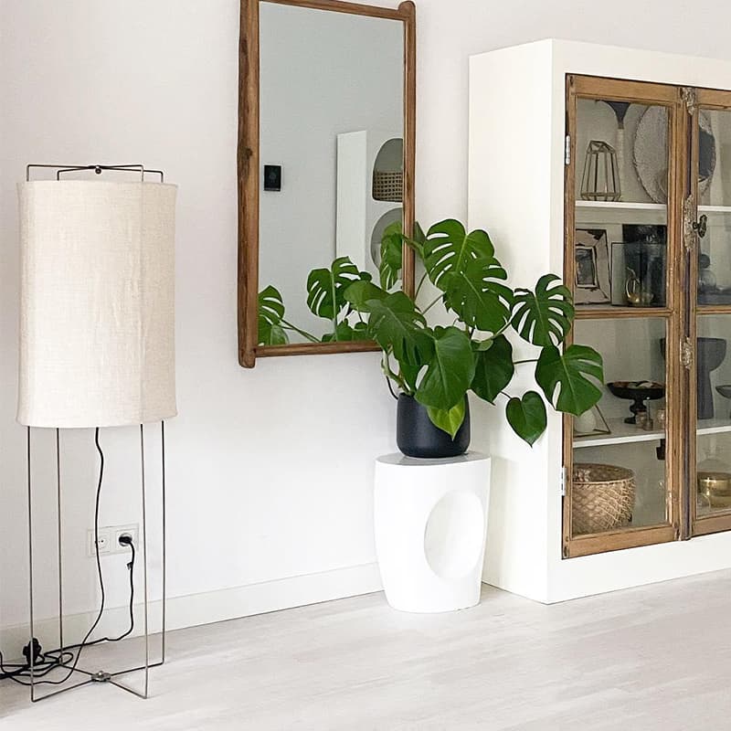 Design golvlampa stål med beige linneskärm - Rich