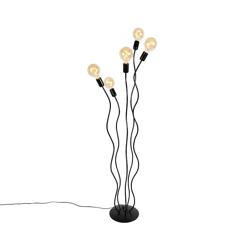 Design golvlampa svart 5-ljus - Wimme