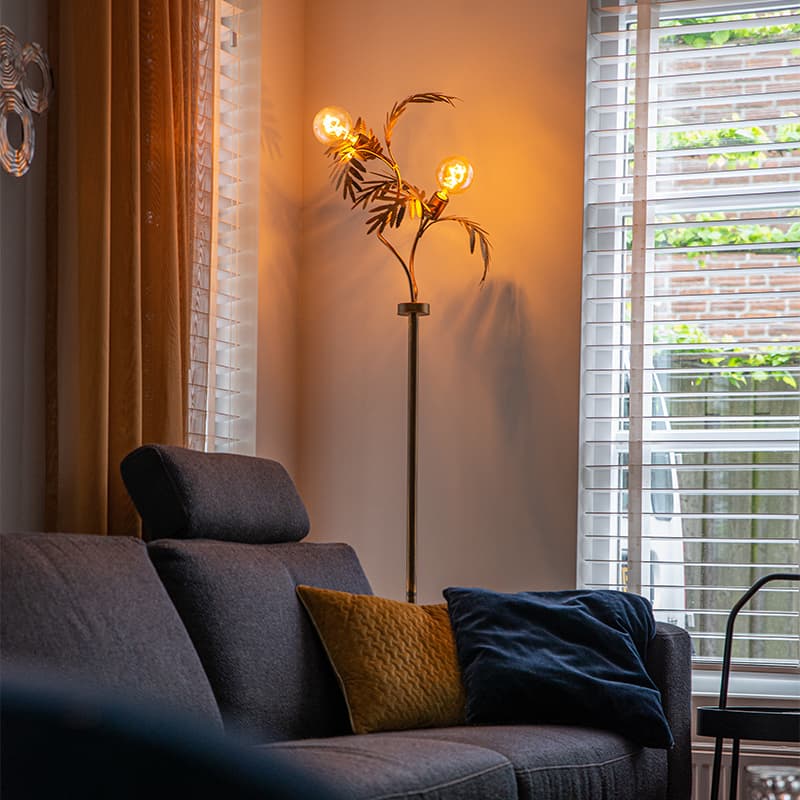 Vintage golvlampa guld 2-ljus - Botanica