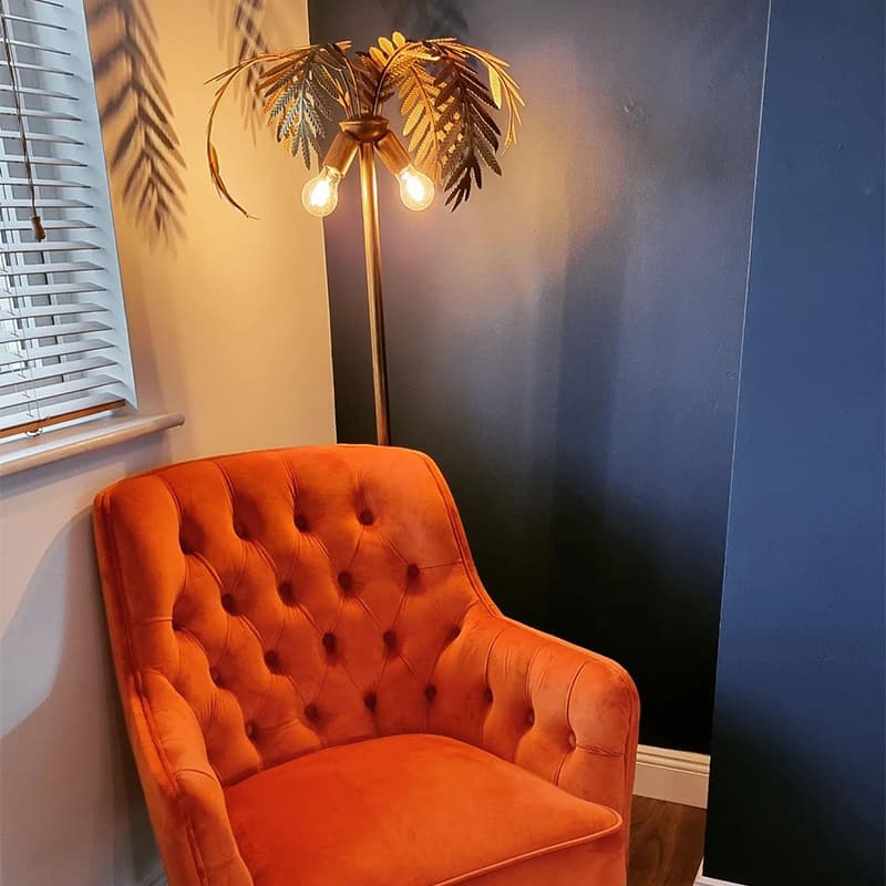 Vintage golvlampa guld 3-ljus - Botanica