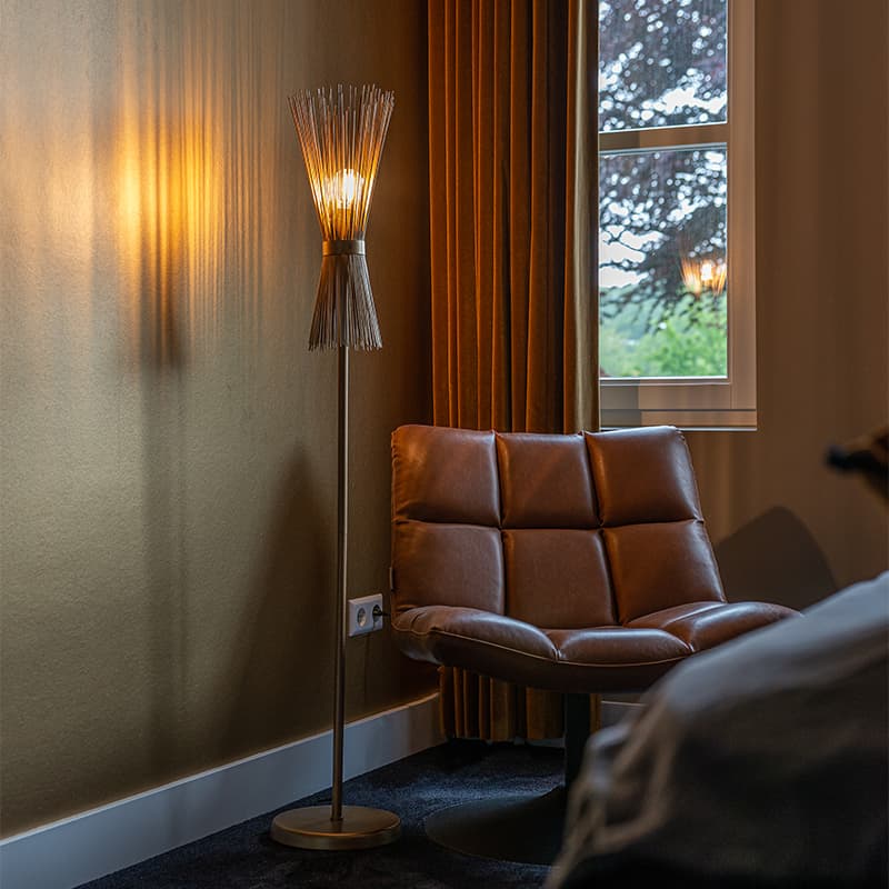 Art Deco golvlampa guld - kvast