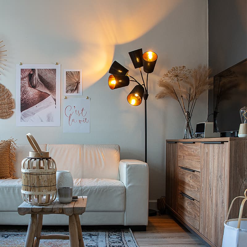 Modern golvlampa svart 5-ljus - Carmen