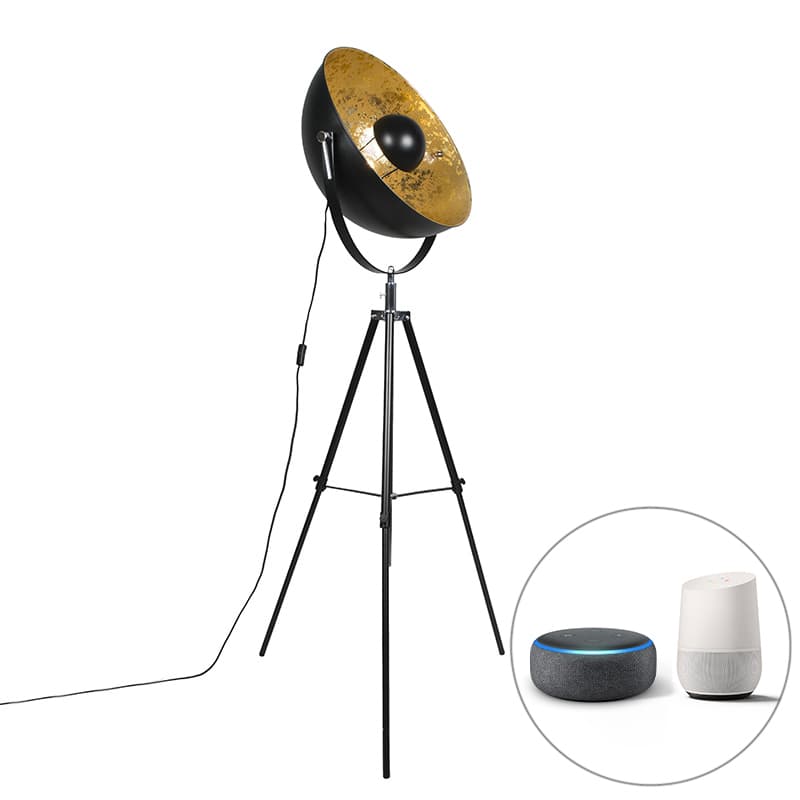 Industriell smart golvlampa svart stativ inkl WiFi A60 - Magna 50 Eglip