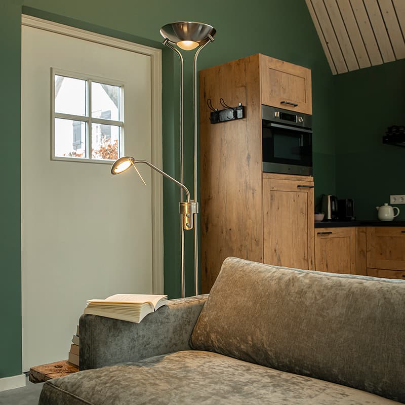 Golvlampa i stål med läslampa inkl. LED och dimmer - Diva 2