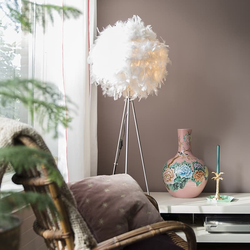 Romantisk golvlampa vit - Fjäder