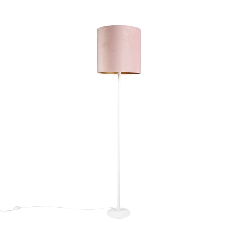 Romantisk golvlampa vit med rosa skugga 40 cm - Simplo