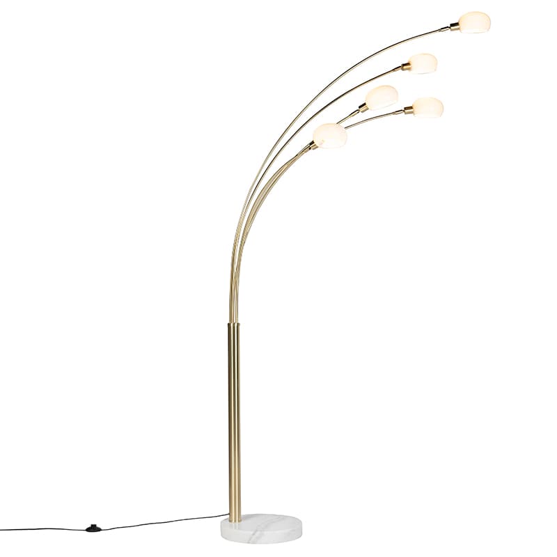Art deco golvlampa guld 5 lampor - Sixties Marmo