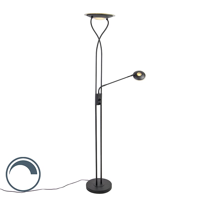 Modern golvlampa svart inkl. LED med läsarm - Mallorca