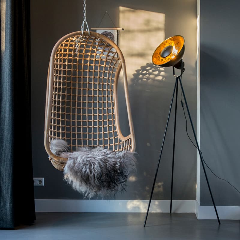 Industriell golvlampa stativ svart med guld - Magna Basic 25