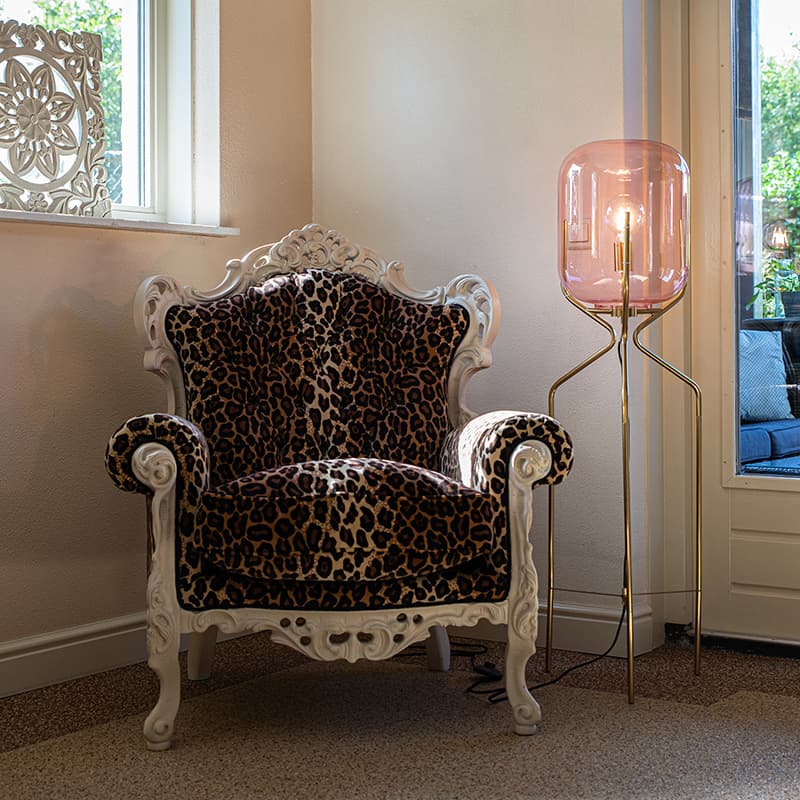 Art Deco golvlampa mässing med rosa glas - Bliss