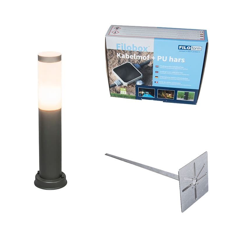 Utomhuslampa antracit 45 cm IP44 - Rox med jordstift och kabelhylsa