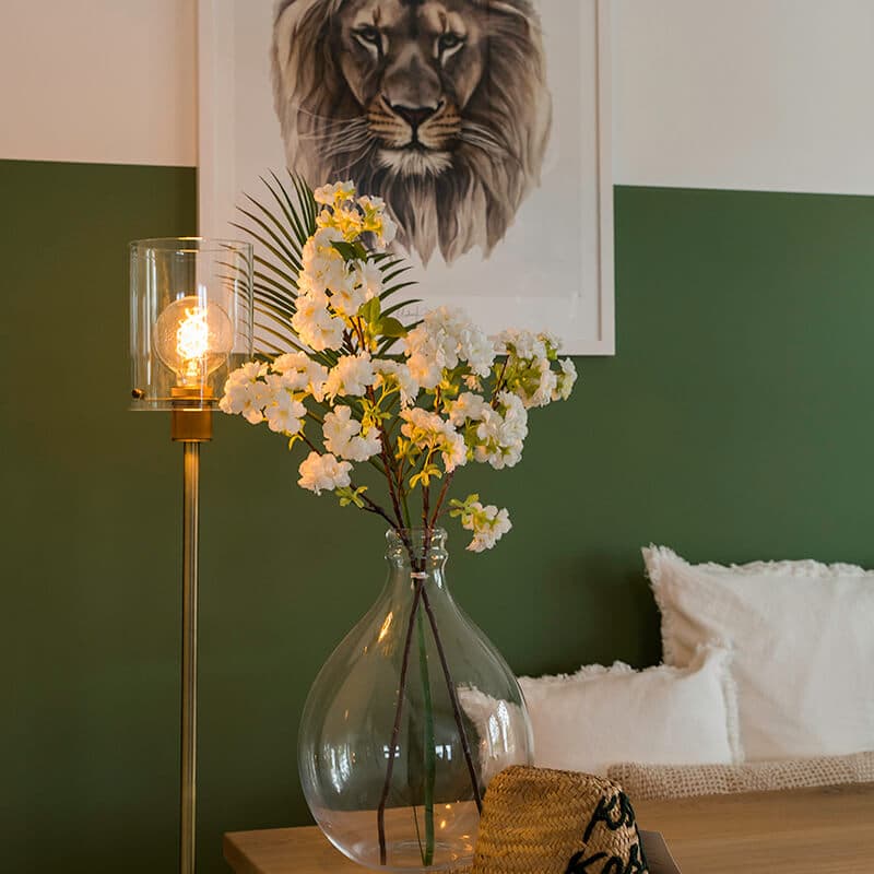 Modern golvlampa guld med glas - Dome