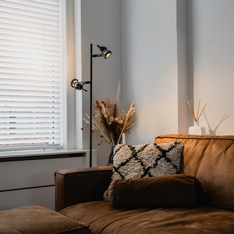 Industriell golvlampa svart 2-ljus - Suplux