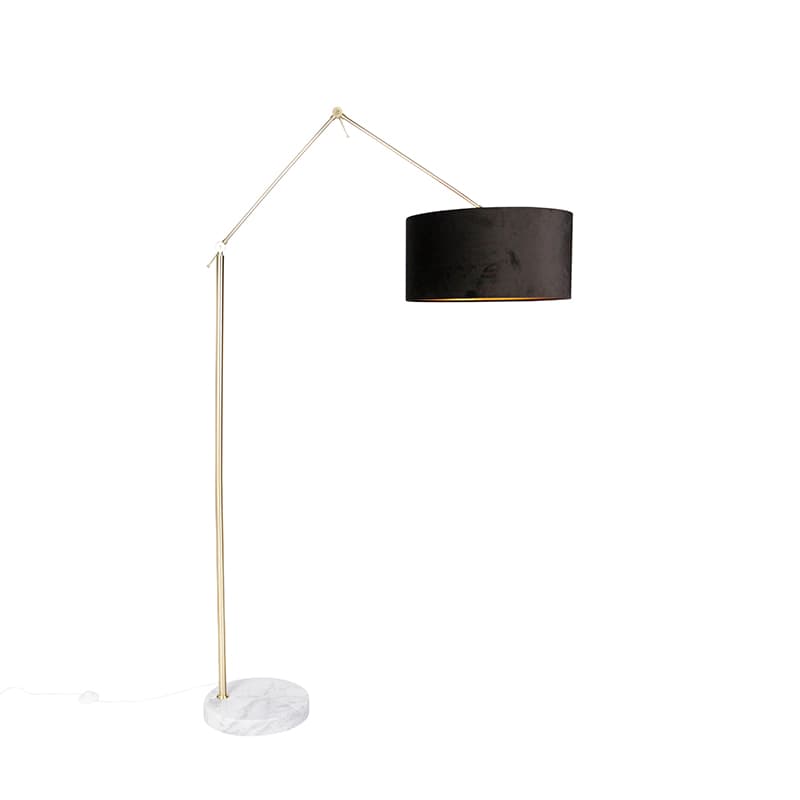 Modern golvlampa guldvelourskärm svart 50 cm - Redaktör