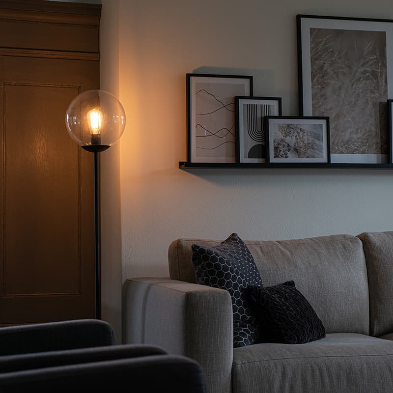 Art Deco golvlampa svart med klart glas - Pallon Mezzi