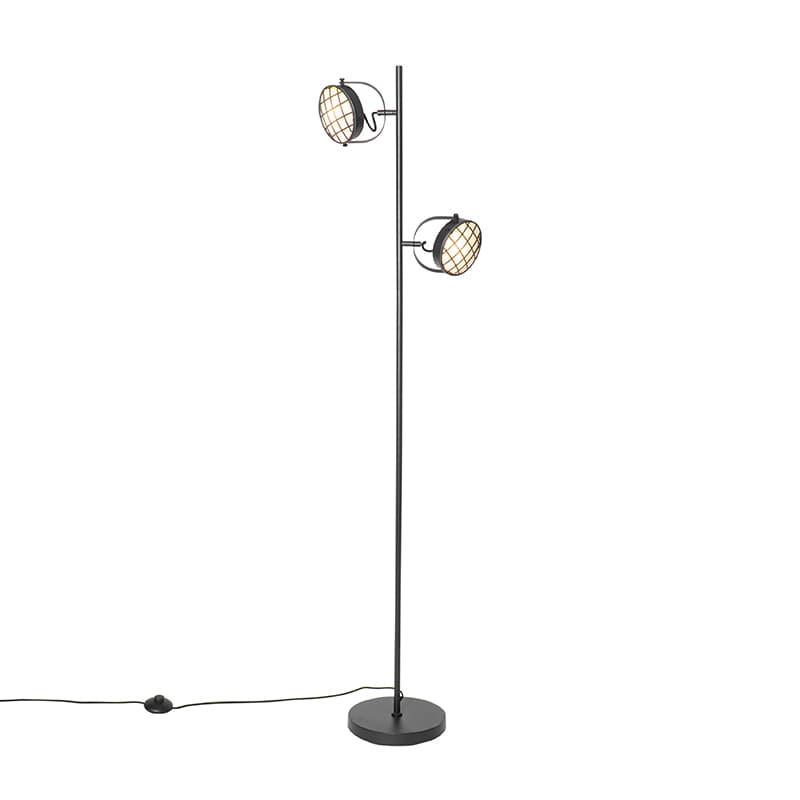 Vintage golvlampa svart 2-light - Tamina