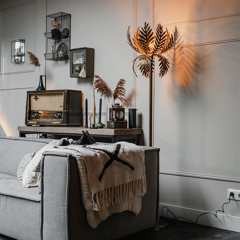 Vintage golvlampa guld - Botanica Simplo