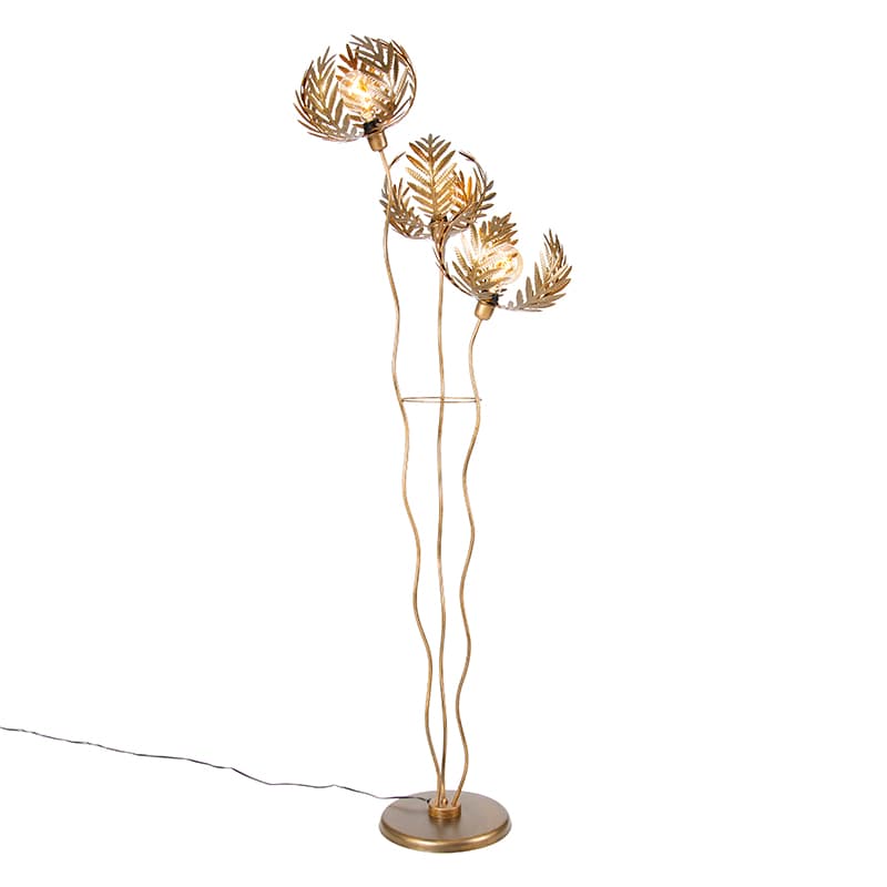 Vintage golvlampa guld 3-ljus - Botanica Kringel