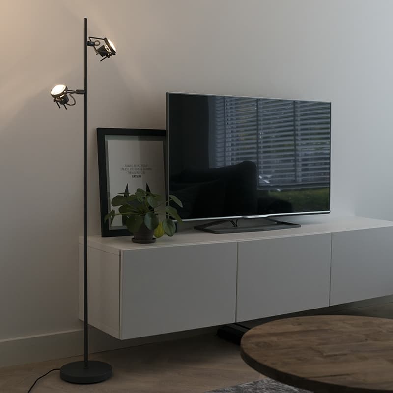Industriell golvlampa antracit 2 lampor - Suplux