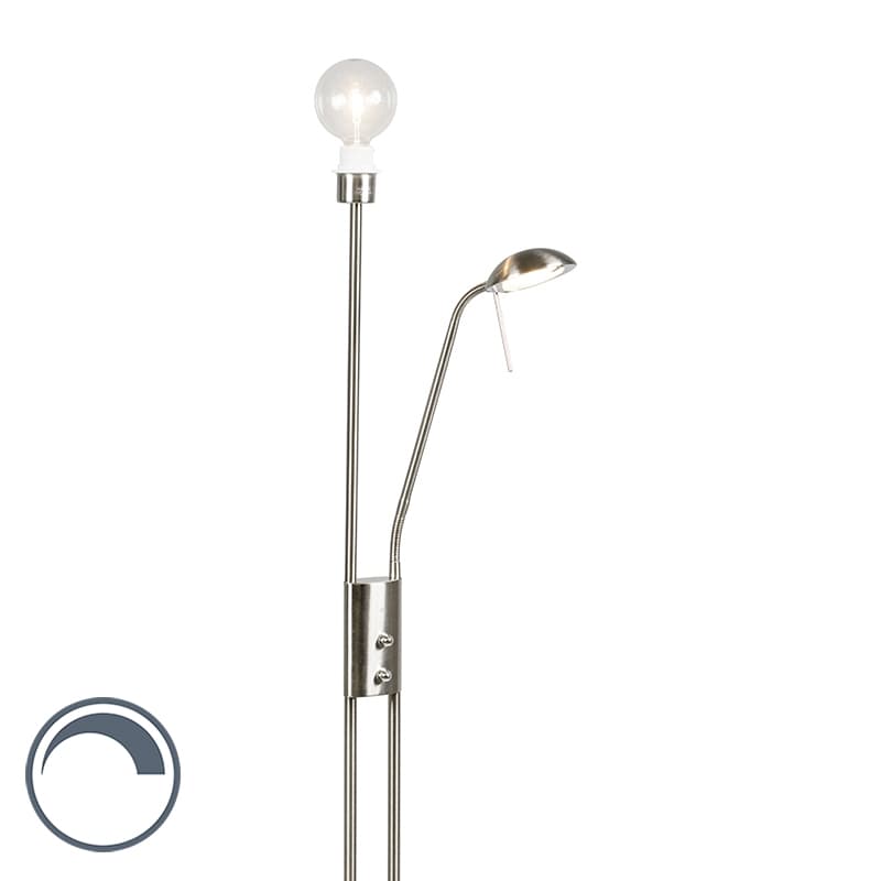 Modern golvlampa dimbar stål - Luxor