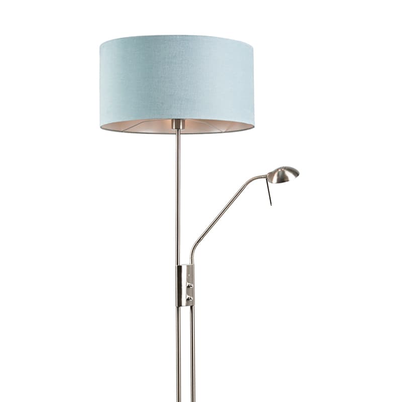 Golvlampa stål och blått med justerbar läsarm - Luxor
