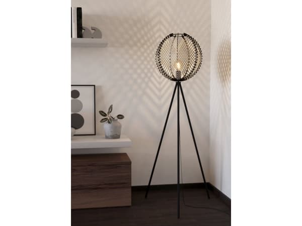 EGLO WAVERTON FLOOR H1430 E27 SVART/TRÄ/VIT